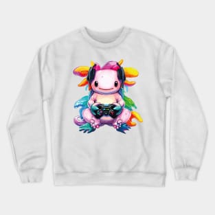 Gamesolotl Cute Kawaii Axolotl Gamer Crewneck Sweatshirt